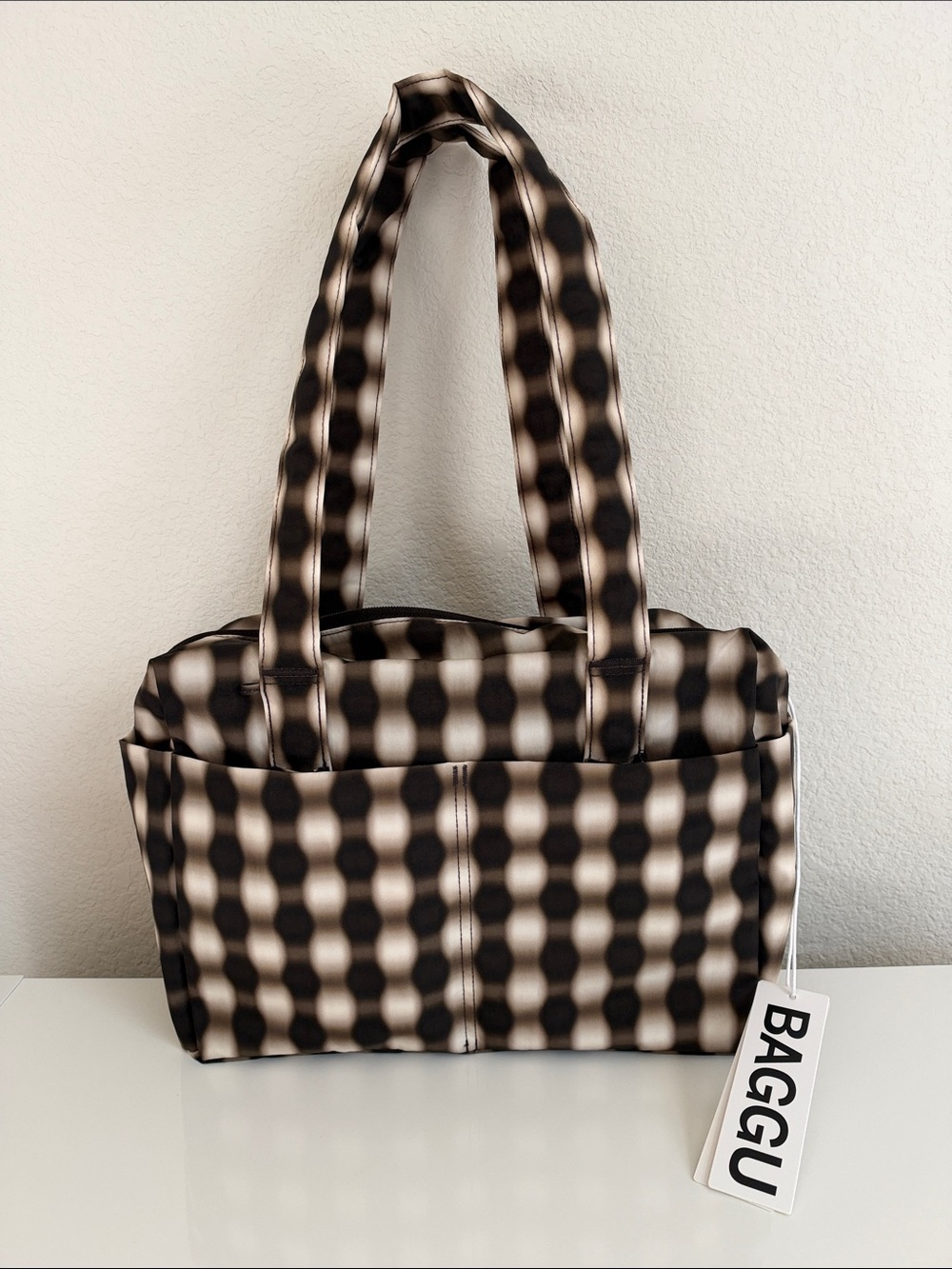 NWT Baggu Everyday Cloud Bag in Blurred Gingham Brown